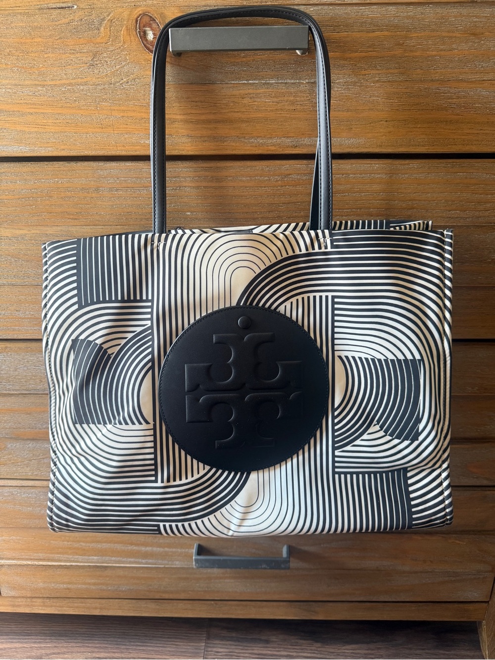 Tory Burch Black & White Logo Tote Bag